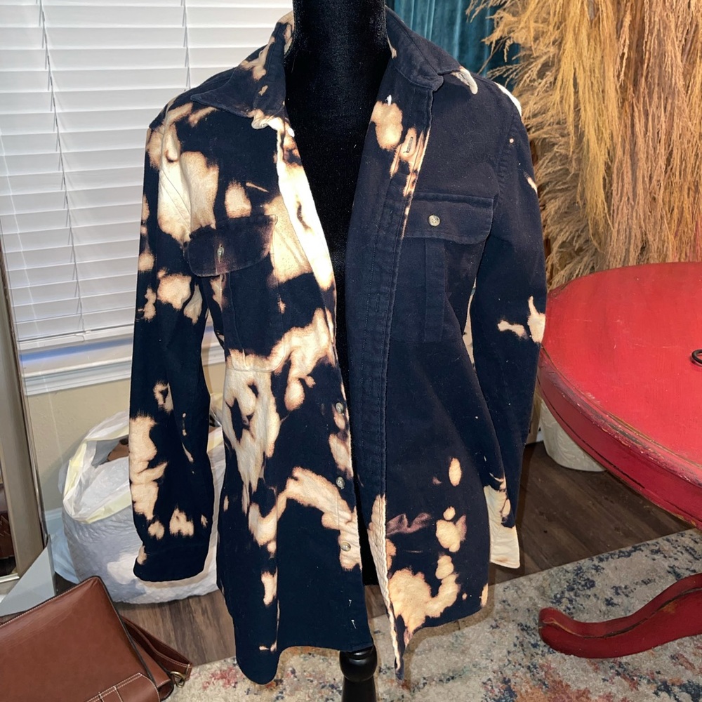 Bleached Button Up Oversized Top